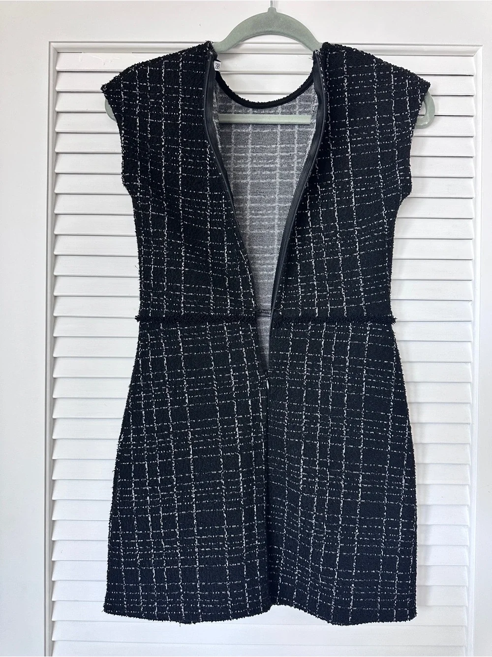 Zara Black and White Tweed Mini Dress Size S - Picture 10 of 16